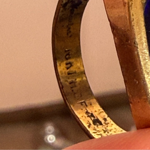Vintage 1940’ Art deco Gold Fill cobalt Blue Glass Mason Signet Ring - Picture 7 of 16